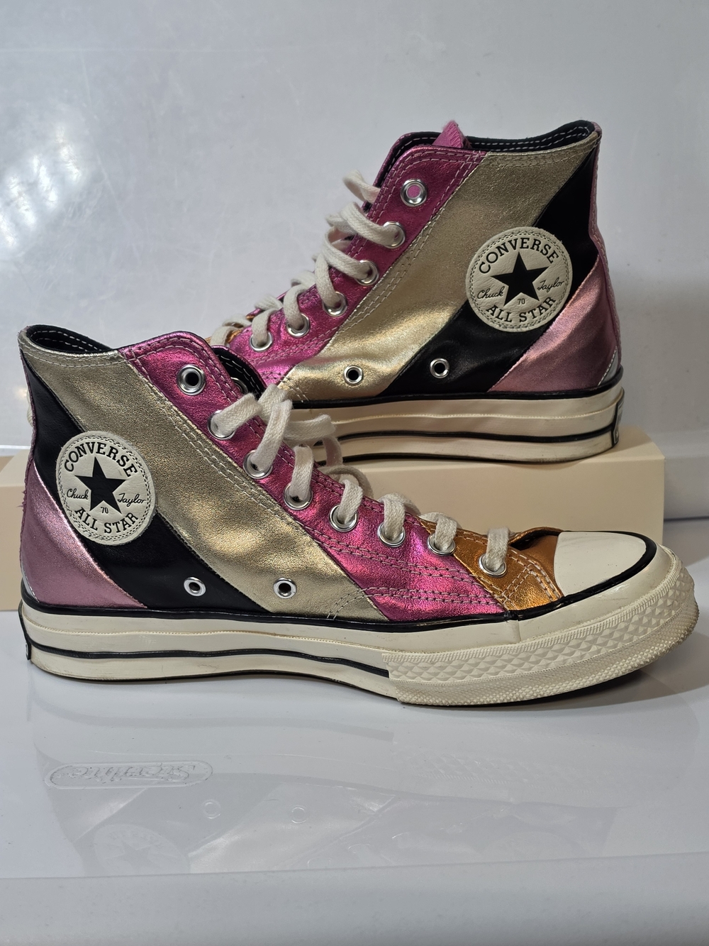 Converse Chuck 70 Hi Metallic Rainbow Colorblock Sneakers 565866C Womens 8.5 Men